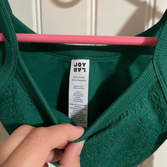 NWT JoyLab Textured Seamless Workout Bra Top Pine Green Womens Sz XS - Picture 4 of 5
